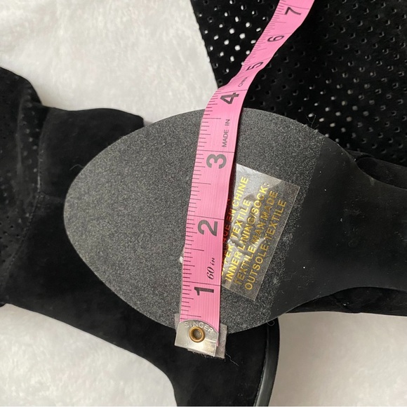 NWOT Perforated Stacked Heel Black Boots - Picture 10 of 12